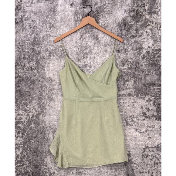 New Superdown Dress Small Womens Revolve Green Chiffon Textured Embossed Mini - Picture 1 of 8